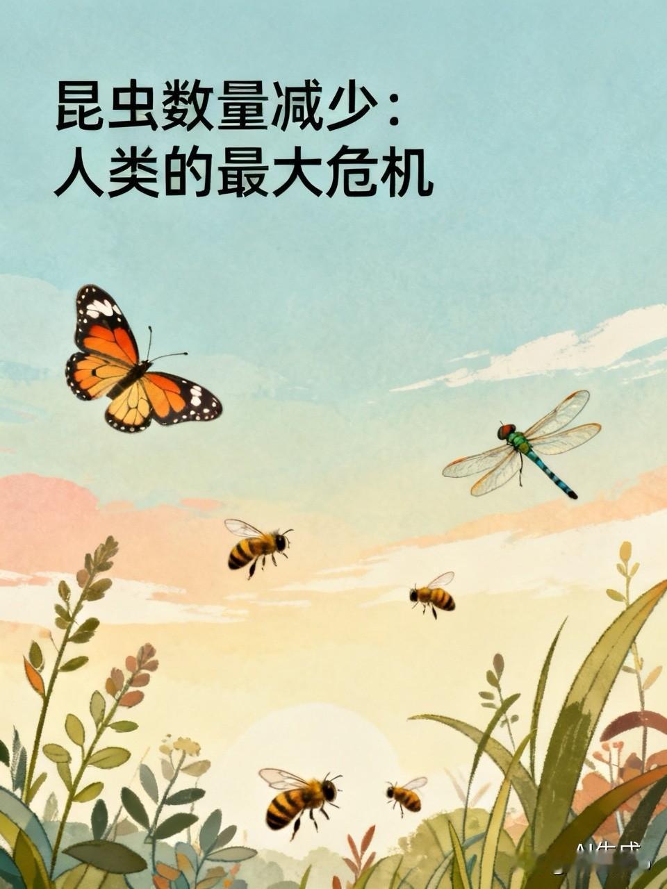 蝴蝶、蜻蜓、蜜蜂这些昆虫数量都在减少，这现象细思极恐。昆虫在生态系统里作用巨大，