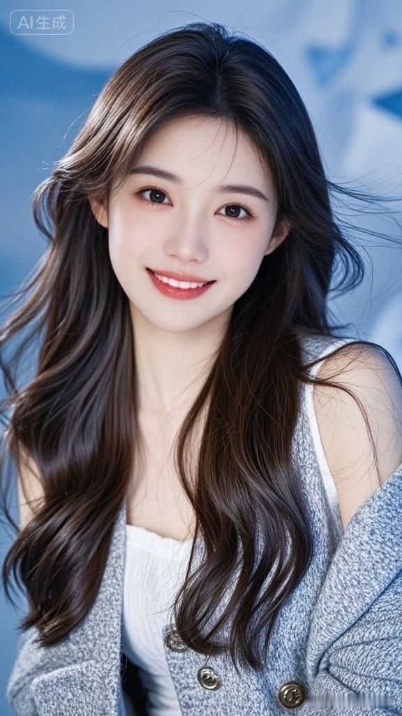 甜美少女，温柔微笑，元气满满的一天！🌞💖