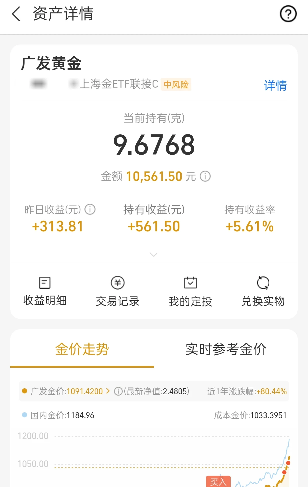 买了1万黄金，几天涨了15%，太香啦！