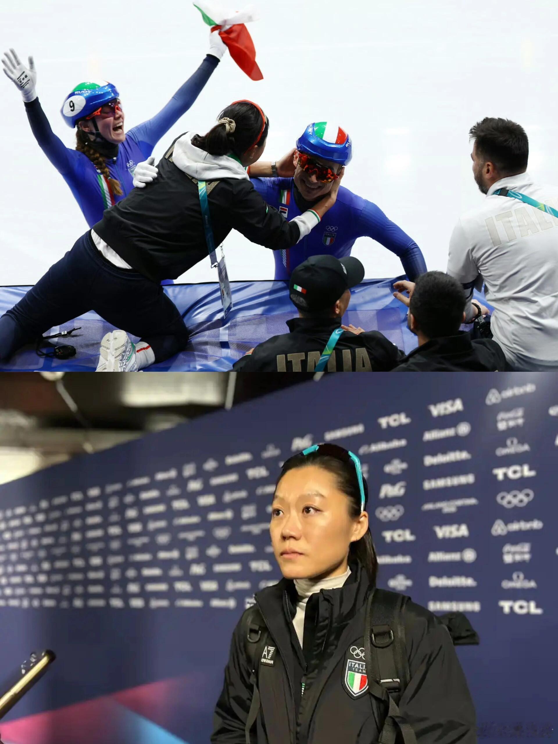 带领意大利队夺金的是中国教练 米兰冬奥会短道速滑混合2000米接力决赛，意大利队