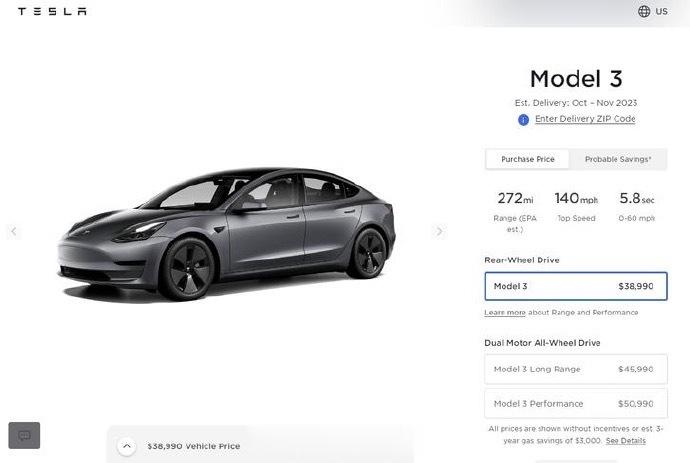 特斯拉又降价了！数据显示这次将Model 3在美国的价格从40,240美元降至3