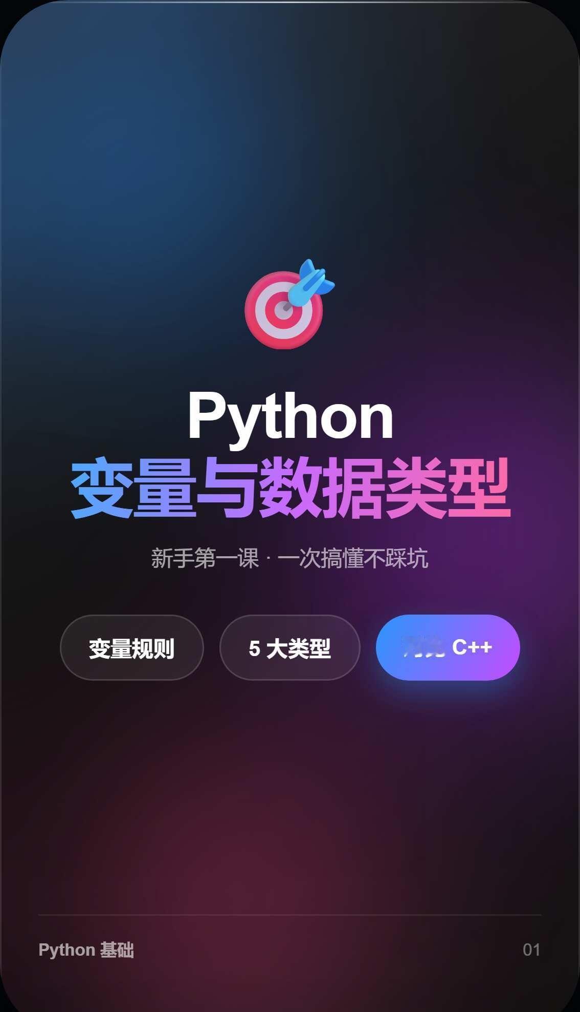 新手第一课：python变量与数据类型
最近我整理了点关于成为合格Python开