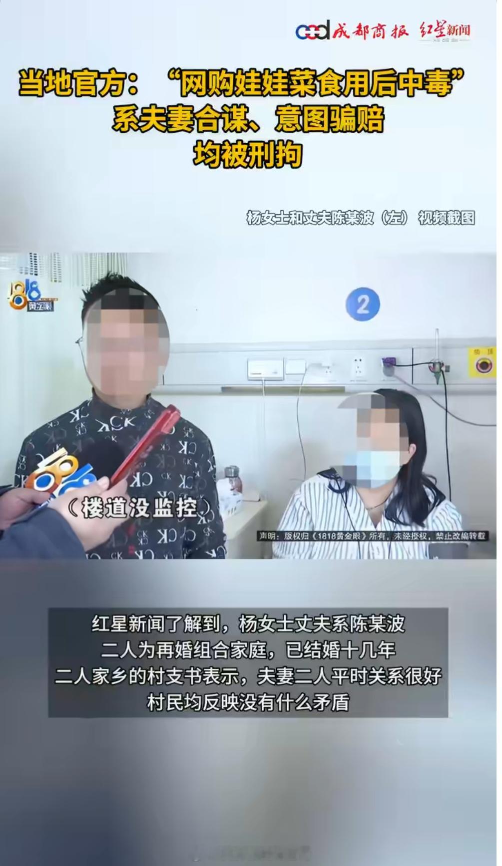 夫妻网购娃娃菜吃中毒系合谋下毒  锁死吧，建议进去锁死吃娃娃菜中毒夫妻均被刑拘吃