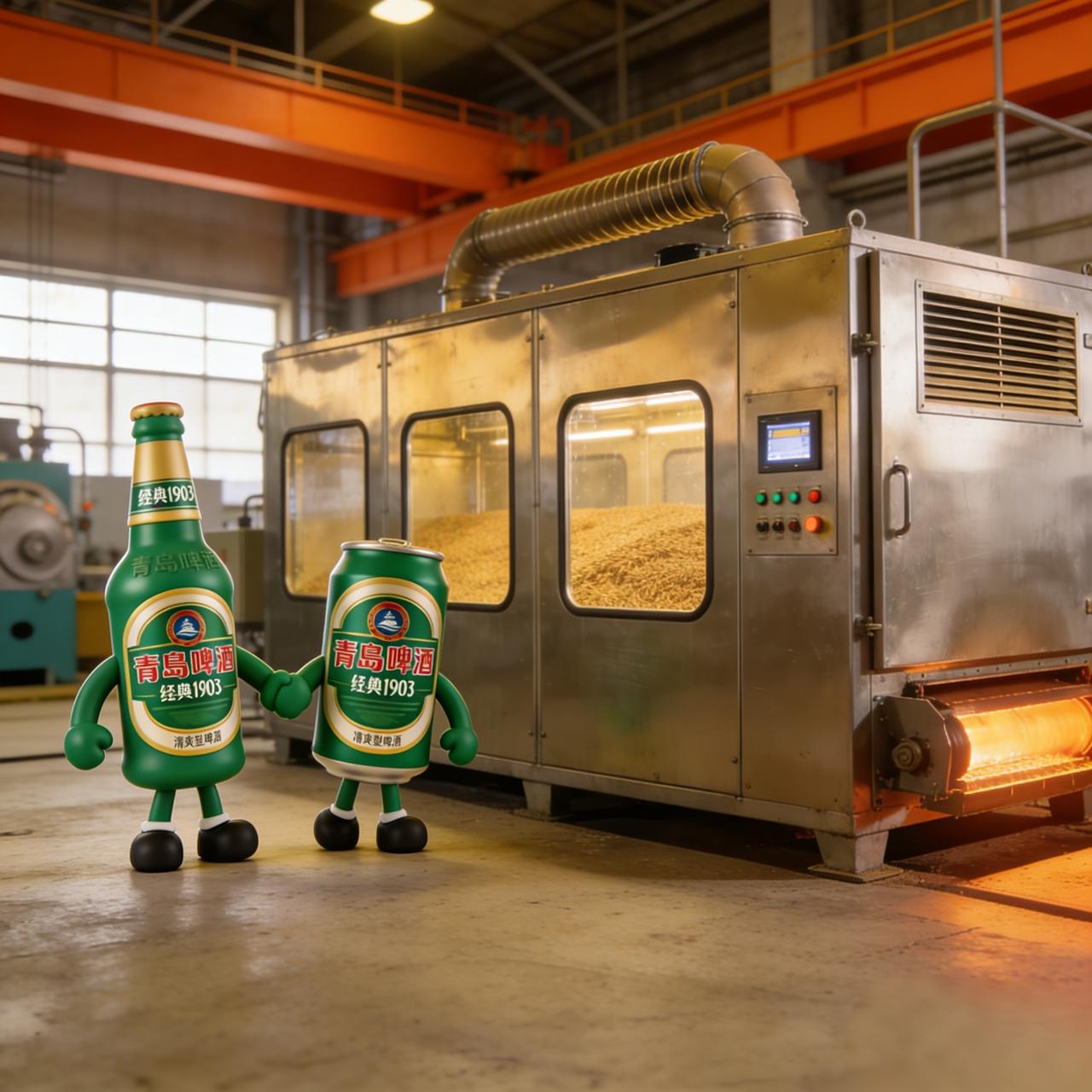 麦芽烘干机理
 
麦芽烘干的核心是热质传递与精准温控，通过热风循环实现水分脱除、