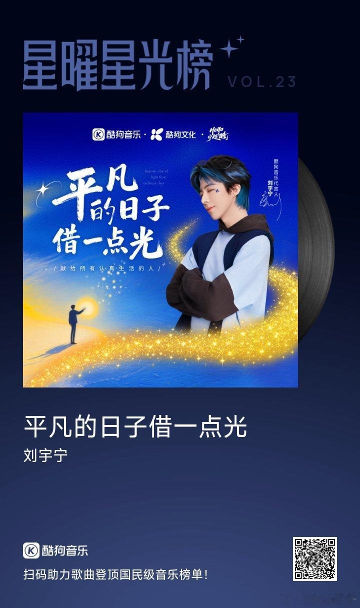 国民流行音乐实时风向标 网页链接  刘宇宁新歌平凡的日子借一点光摩登兄弟