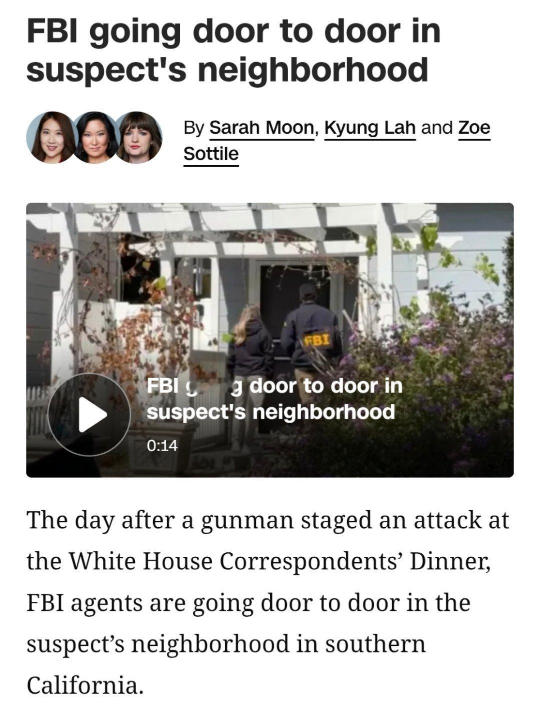 白宫晚宴枪手身亡¹ 谁说死了，没死。加州理工学院的计算机硕士，开了一两枪，特勤局