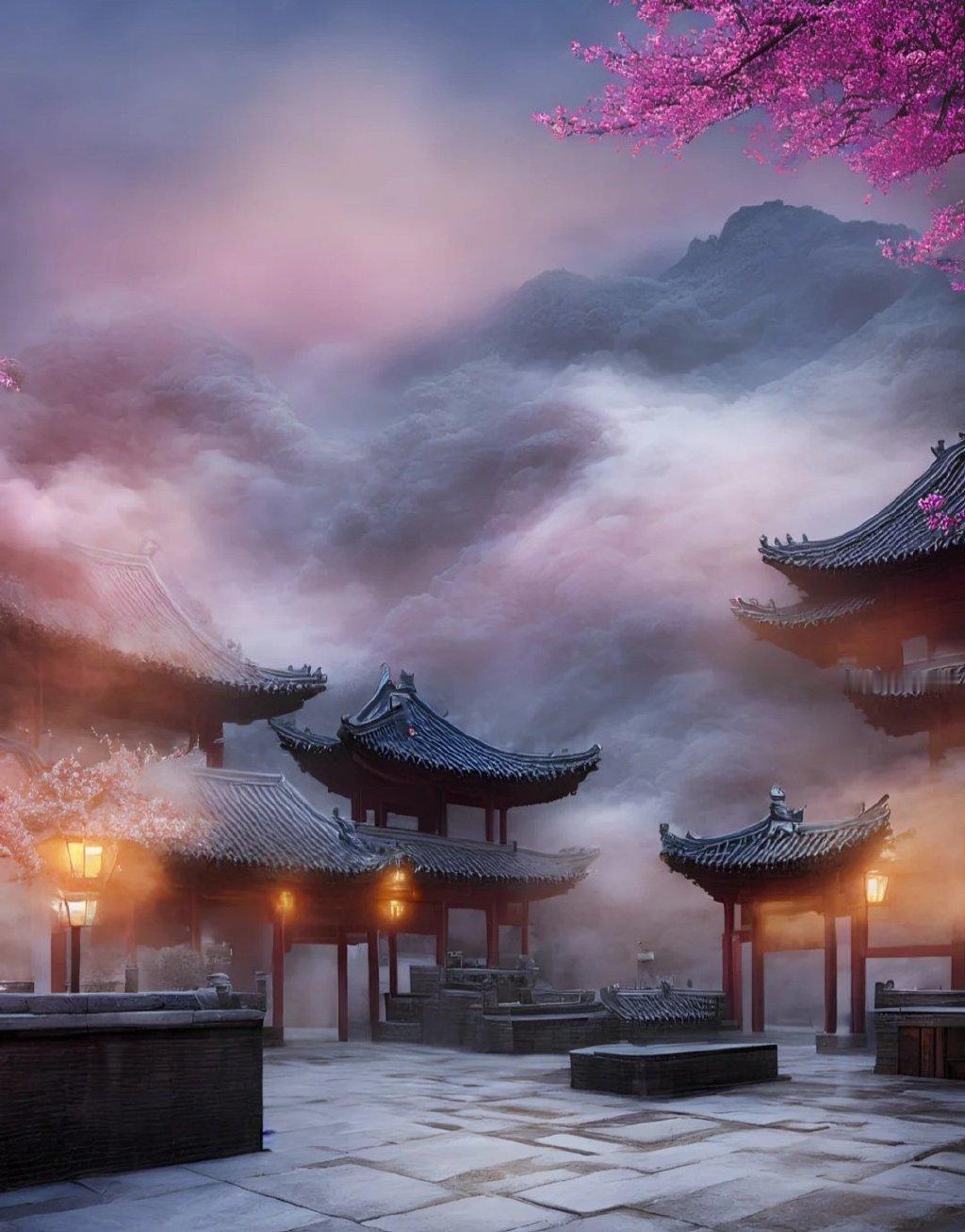 云秀霓裳花秀峰，幻境山寺看如梦...