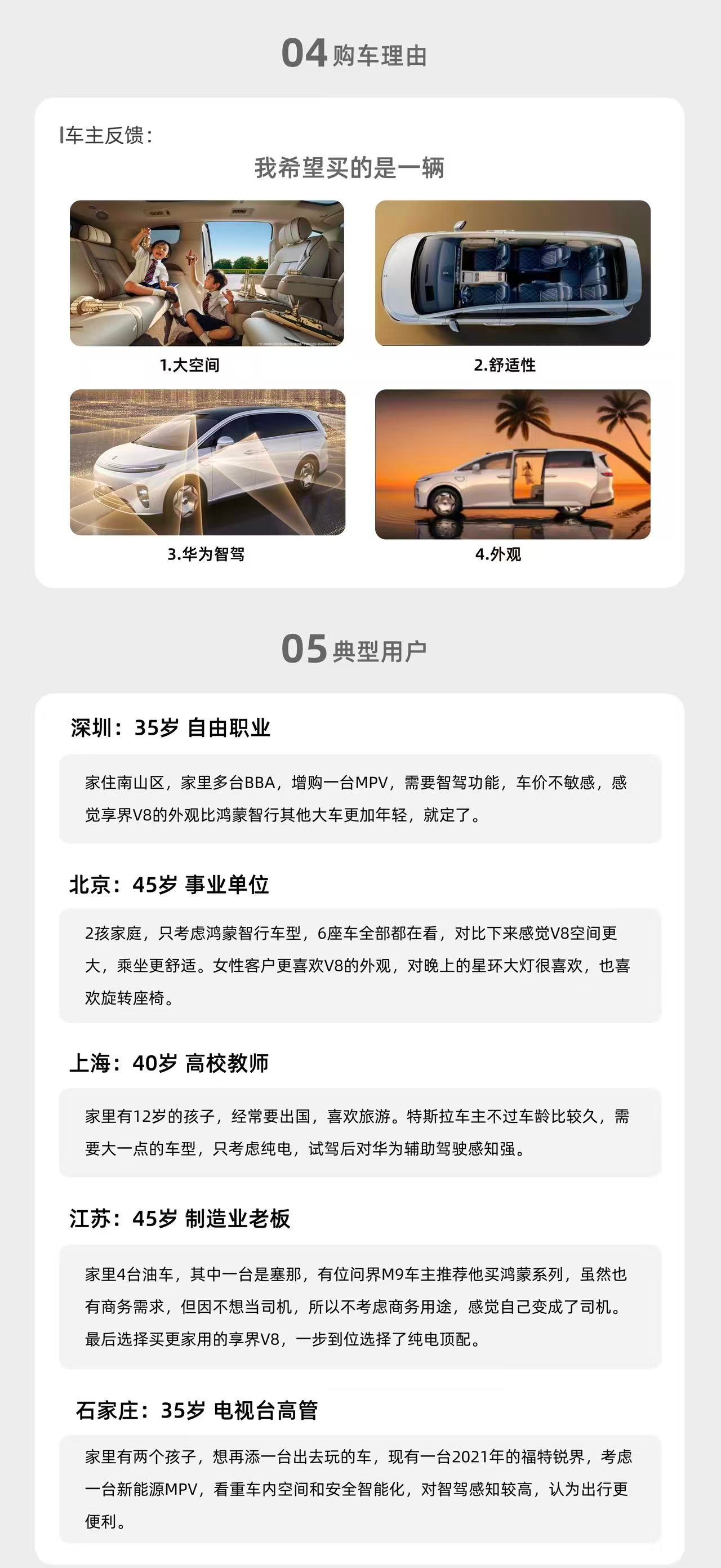 享界V8小订用户画像报告出炉 购车群体集中于30至45岁已婚多孩家庭，增换购比例