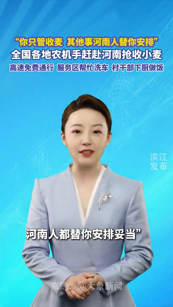 "你只管收麦，其他事河南人替你安排"，全国各地农机手赶赴河南抢收小麦，高速免费通
