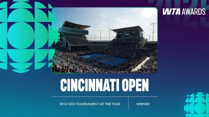 WTA官方发布2025赛季赛事大奖：宁网、中网上榜