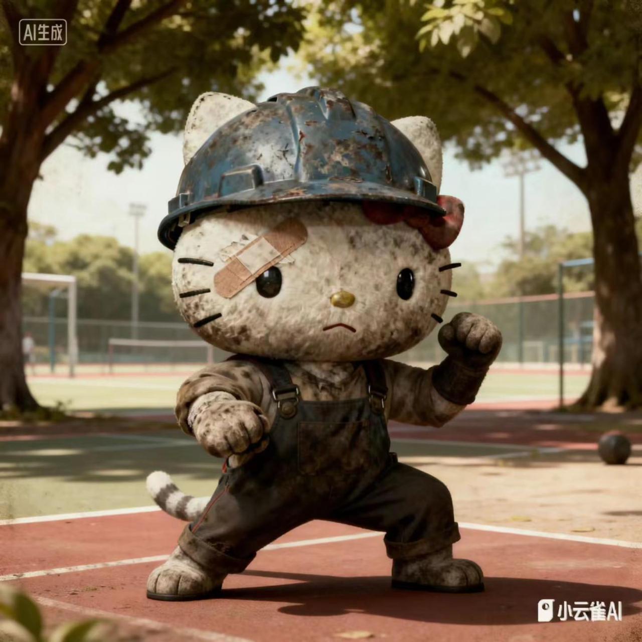小云雀AI 民工小猫在锻炼身体，做养生操