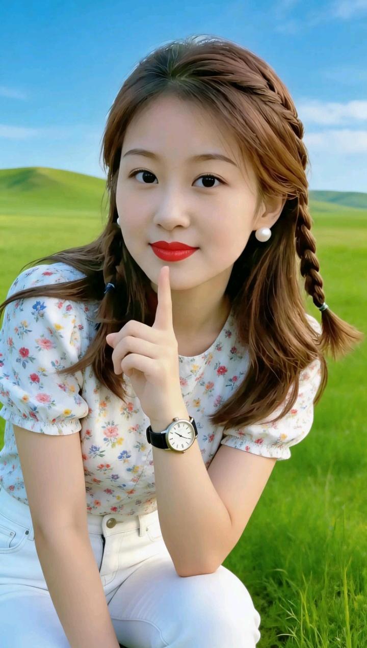 一个女孩在草地上比着“嘘”的手势。一个活得有底气的女人，是什么样的 女孩比心 手