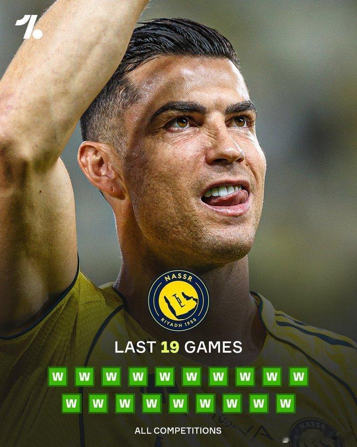 C罗 利雅得胜利已经取得 19 连胜。 