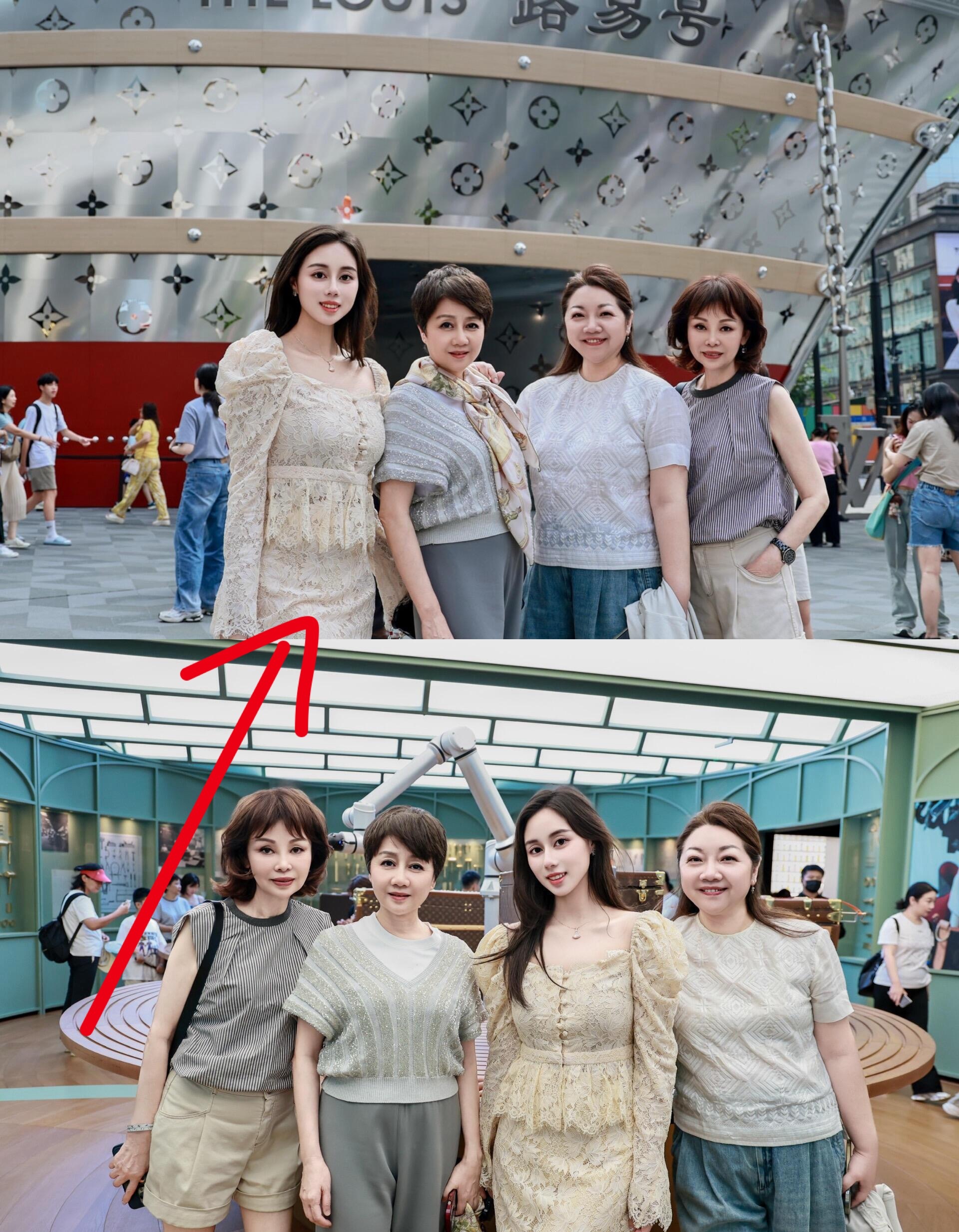 何超欣和母亲梁安琪​参加活动，美颜开过头了吧 ​​​