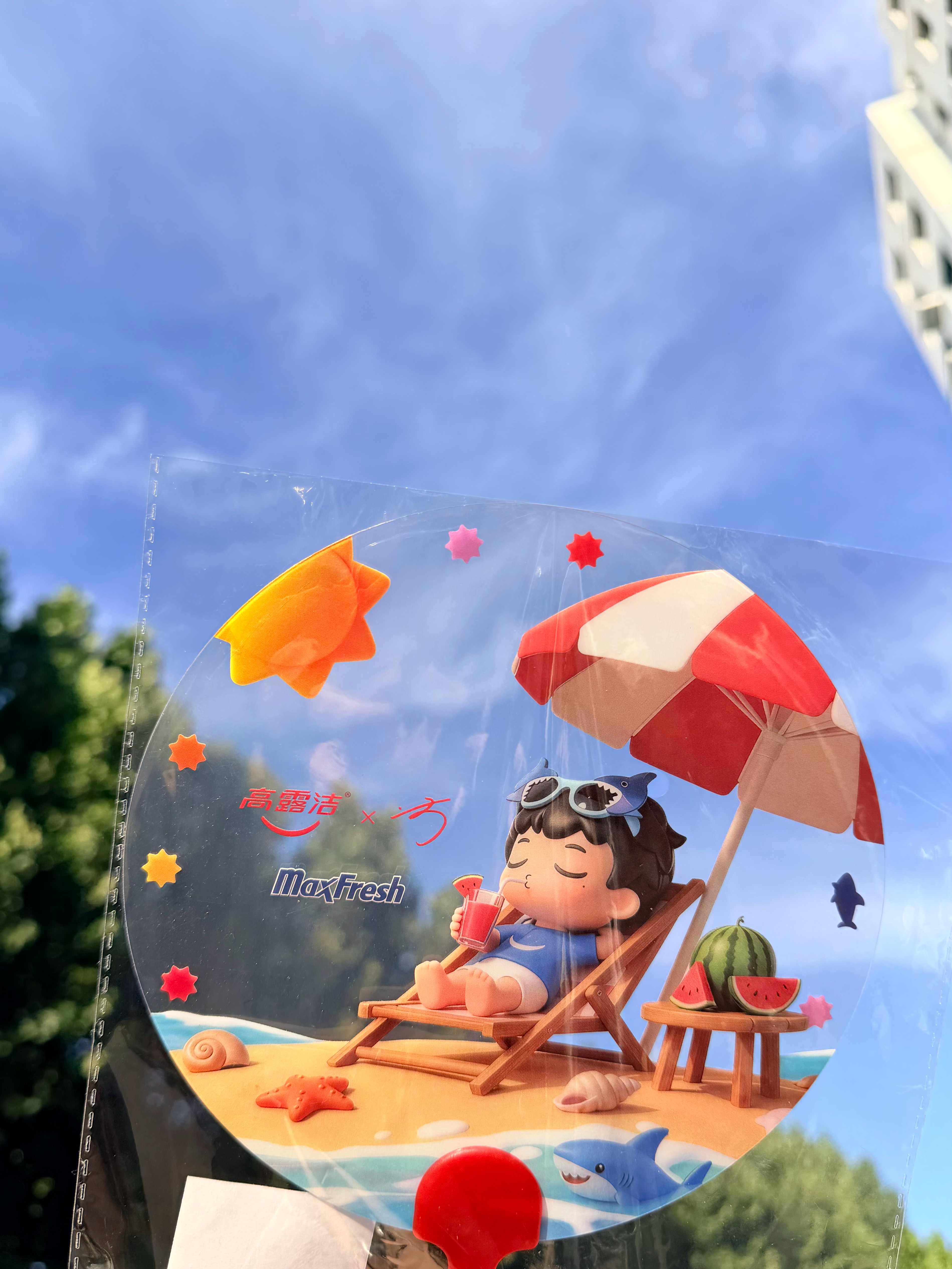 溜达着下楼来拿快递 结果被热的拿到后第一件事是拆扇子 沙东你进火焰山了 