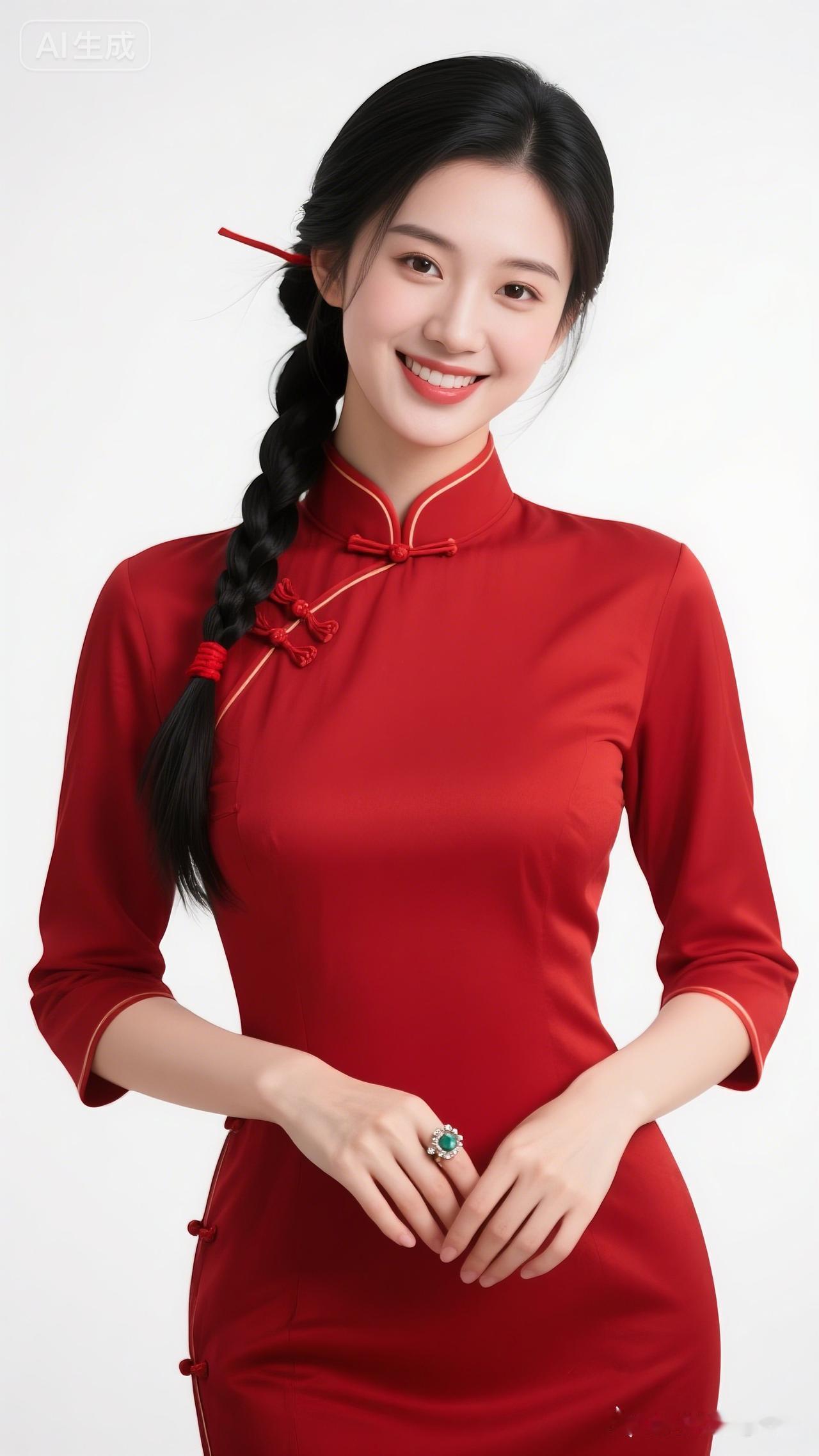 优雅旗袍美人，复古中国风，红衣惊艳，笑靥如花！