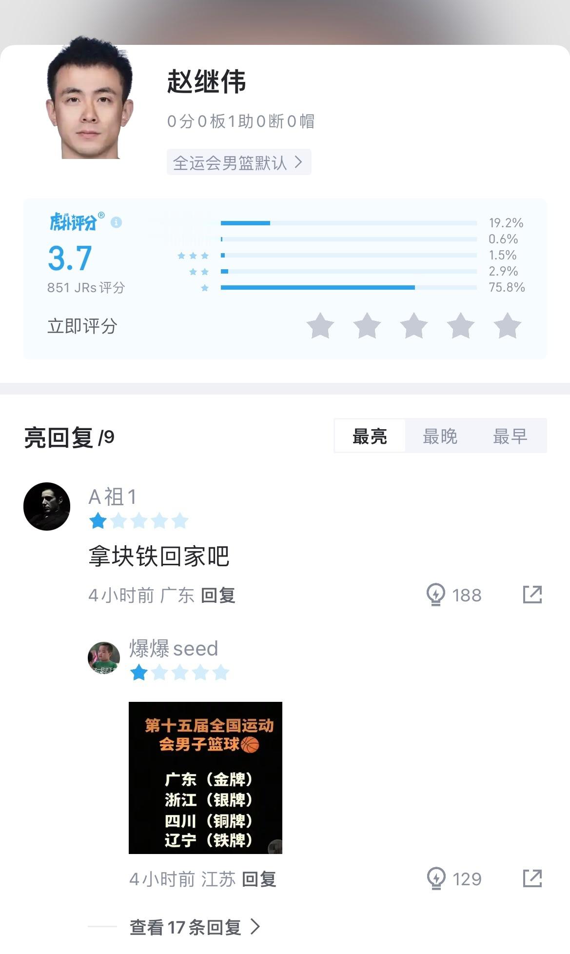 赵继伟不上场还有1助攻