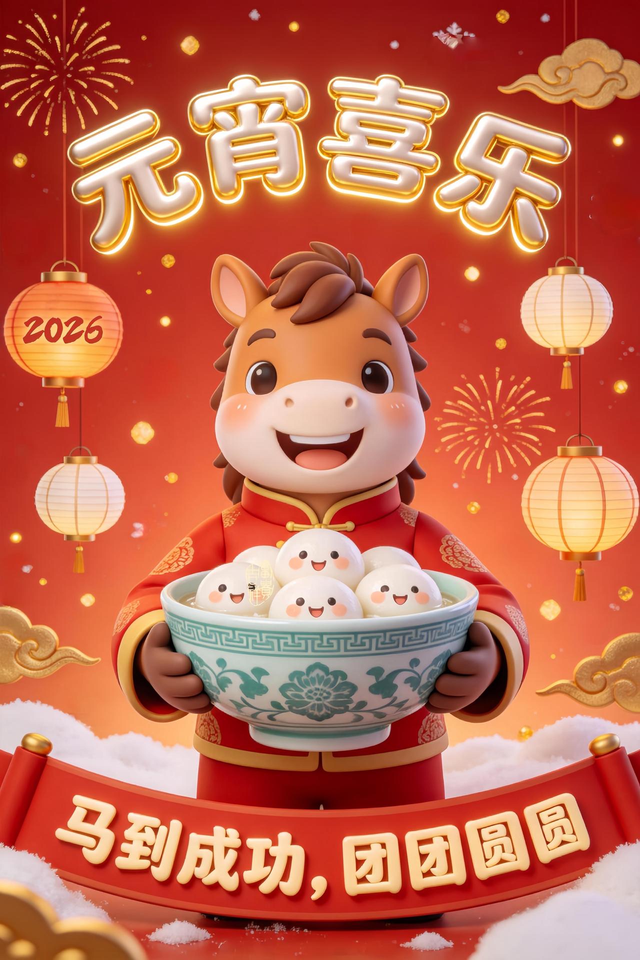 元宵白白，烦恼拜拜；🏮
元宵糯糯，快乐多多；
元宵红红，事业亨通；
元宵暖暖，