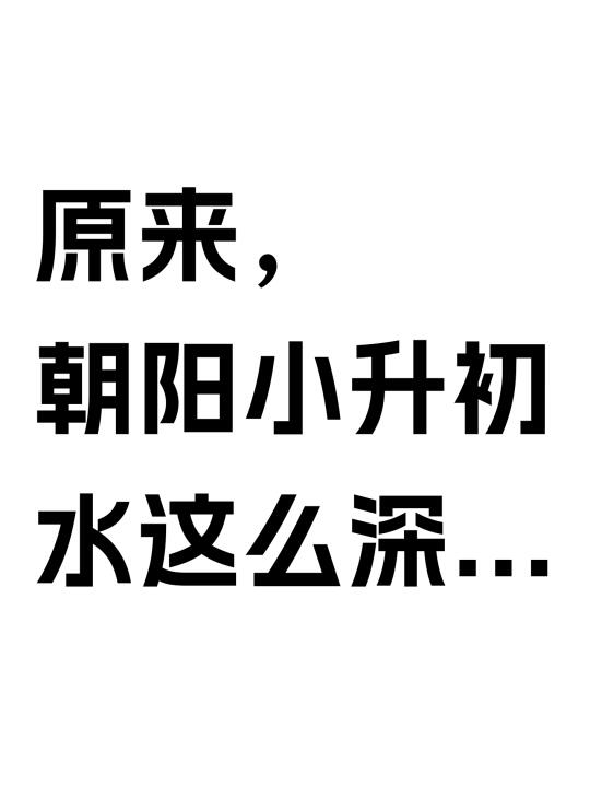 原来，朝阳小升初水这么深...