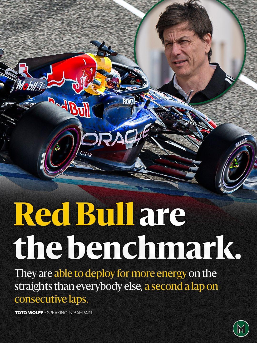 Toto：红牛已经是围场目前的标杆了Toto表示，红牛目前在能量管理方面已经成为