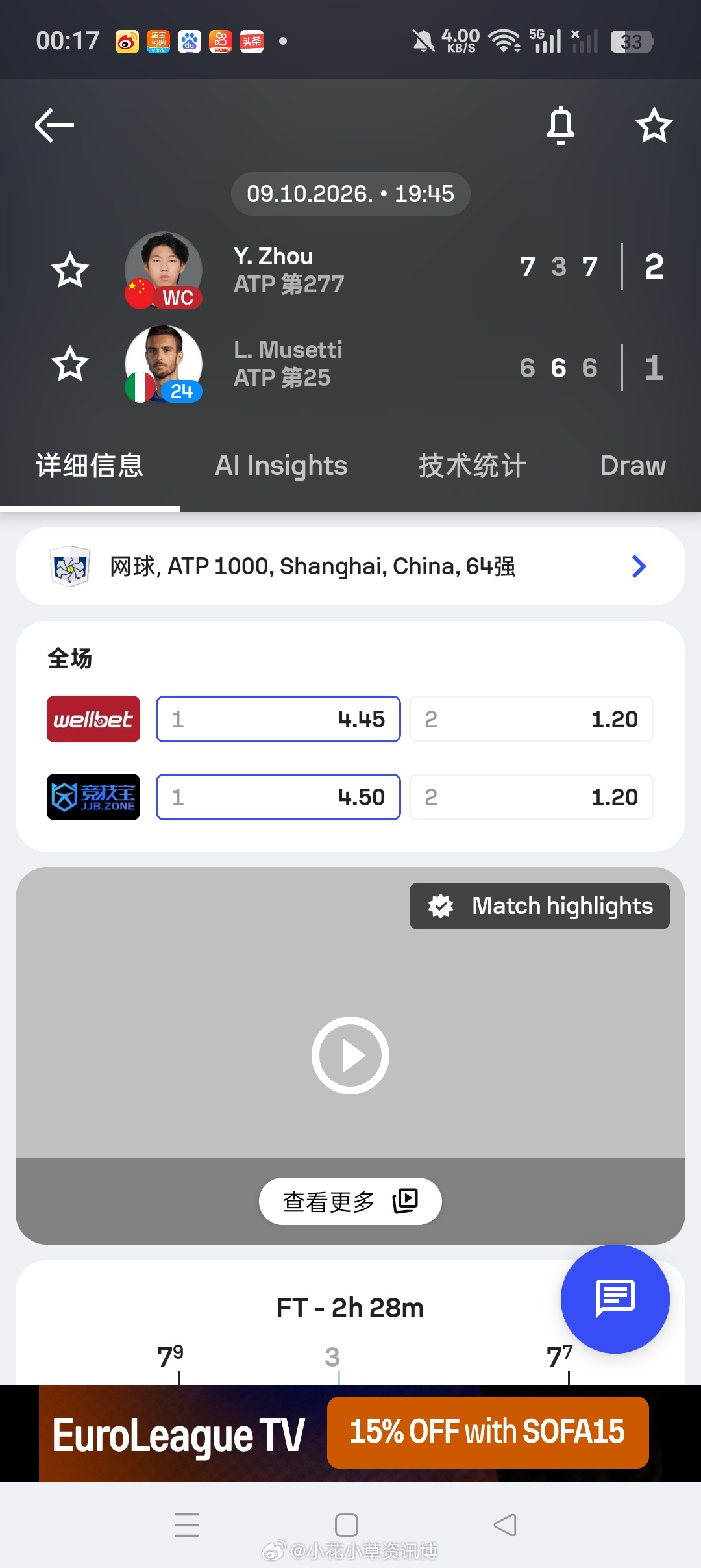 小花小草资讯[超话]ATP[超话] 【上海大师赛】男单正赛第二轮 🇨🇳持外卡