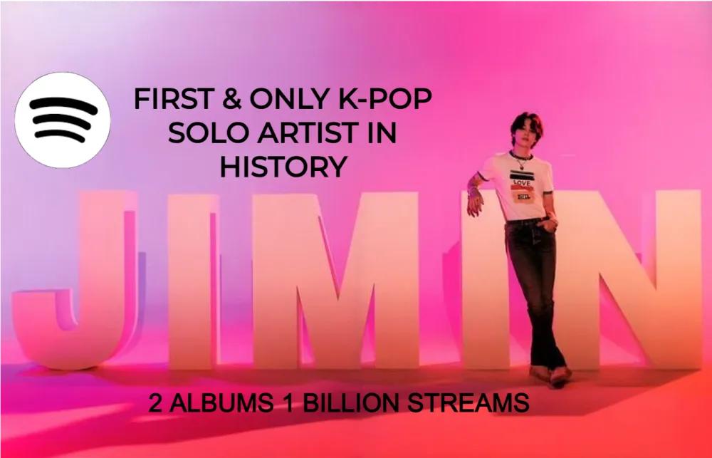 JIMIN 成为首位拥有两张在Spotify上超过10亿流媒体播放量的K-pop