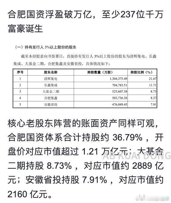 合肥国资赚了万亿合肥砸两百多亿坚守十年扛住亏损，陪着长鑫熬出头，万亿账面收益，是