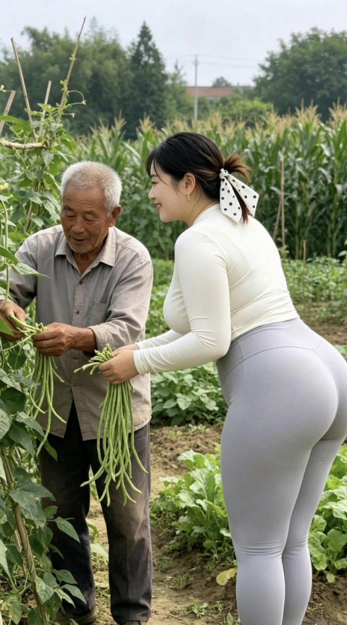 一说下午要回城，
爷爷一刻也不停。
给我去摘鲜豆角，
…………………………
请你