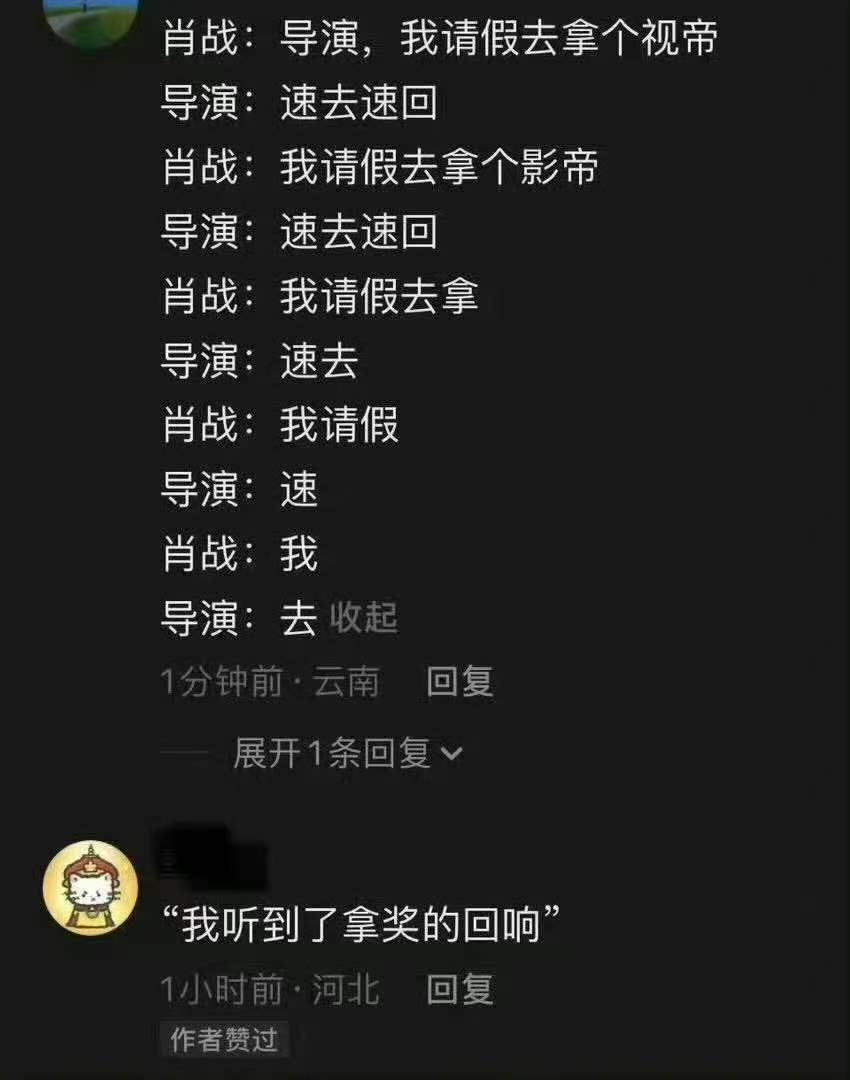肖战我听到了拿奖的回响 肖战不愧是拍得无限流不愧是无限流啊 