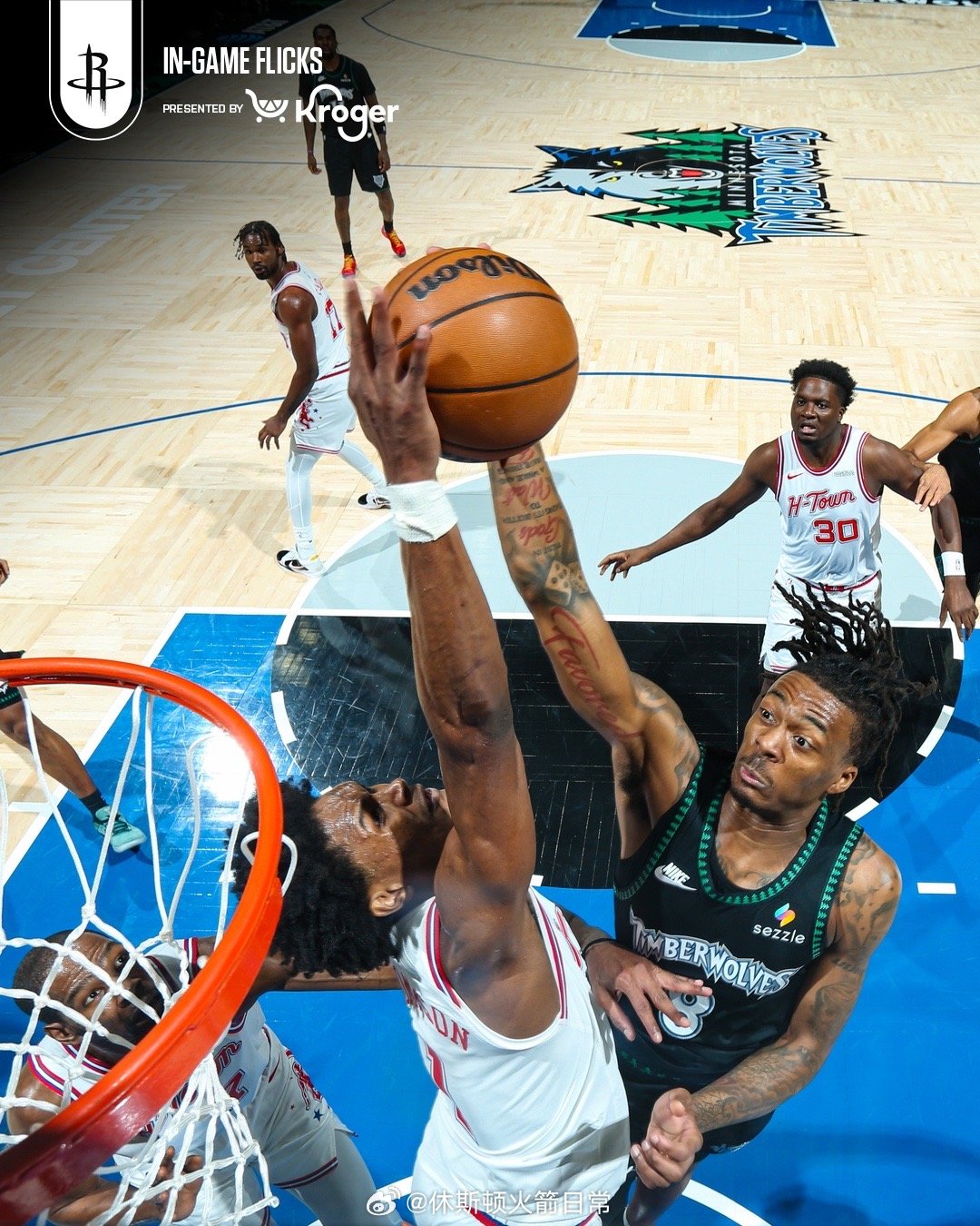 NBA25-26赛季火箭常规赛第72场，全场比赛结束，火箭108-110森林狼，