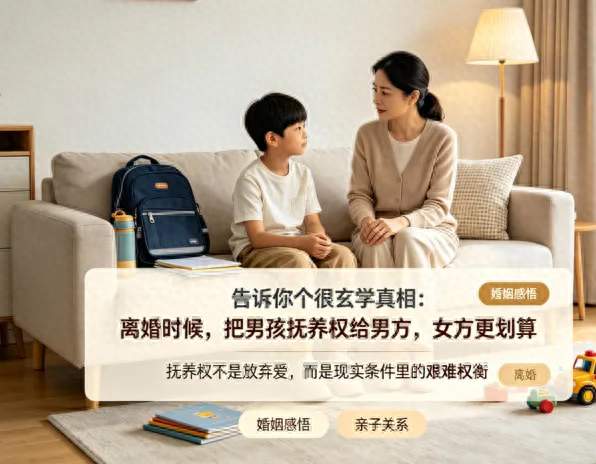 告诉你个很玄学真相：离婚时候，把男孩抚养权给男方，女方更划算