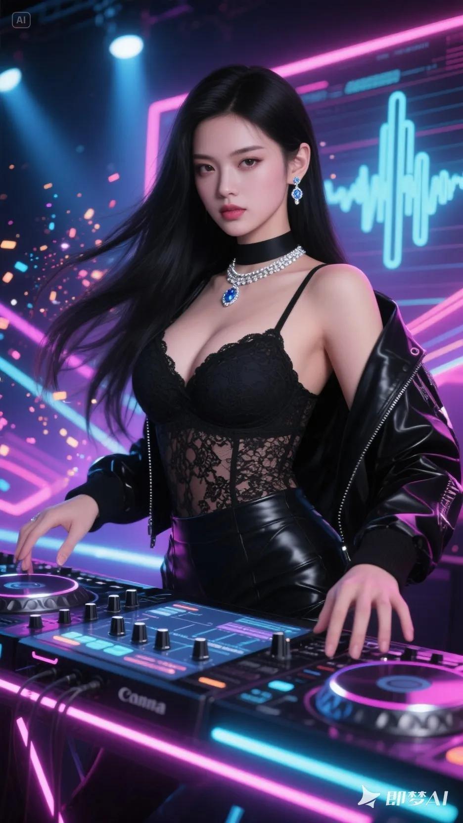 赛博DJ女王嗨爆全场，不过我依旧认为东方女孩更加迷人。现在Ai超级强大，凭借de