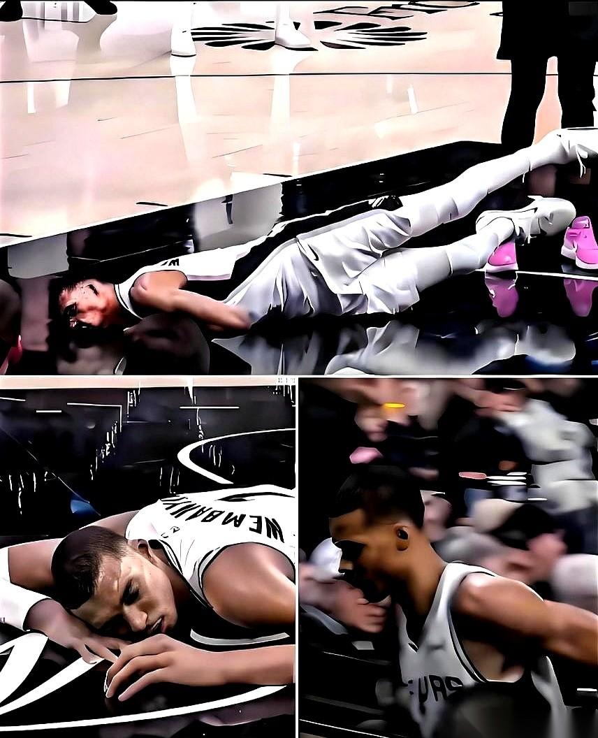 文班亚马还是伤了。
当这个2米24的年轻巨兽捂着痛处坐在地板上时，马刺队教练组的