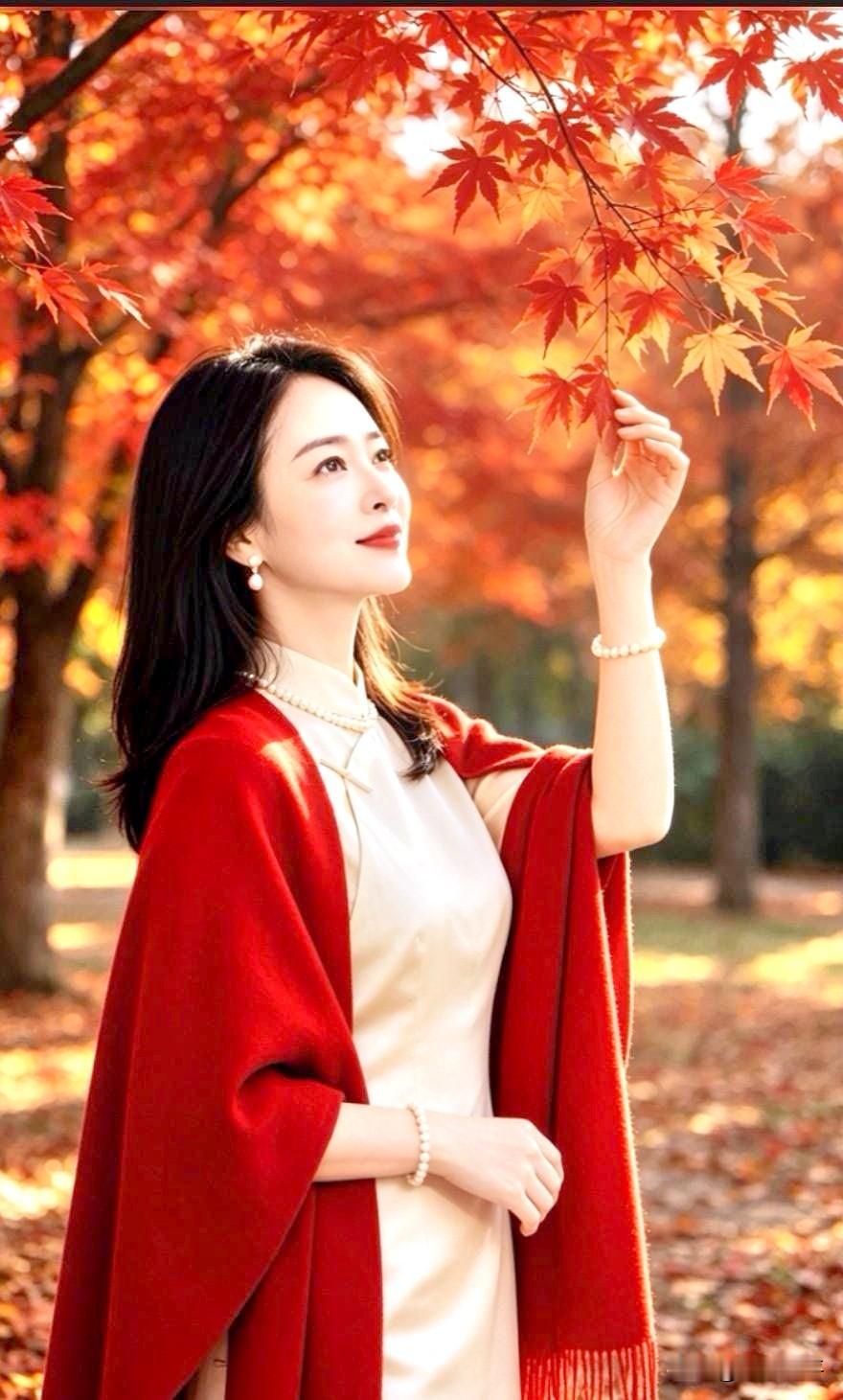 【原创作品】
七绝·枫下佳人
    文/张和平
丹枫叠影趁西风，
素袂轻披入画
