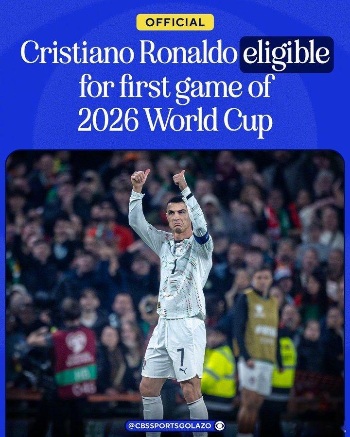 【C罗不会缺席世界杯首战】C罗对爱尔兰的比赛中肘击染红，国际足联的处罚是禁赛3场