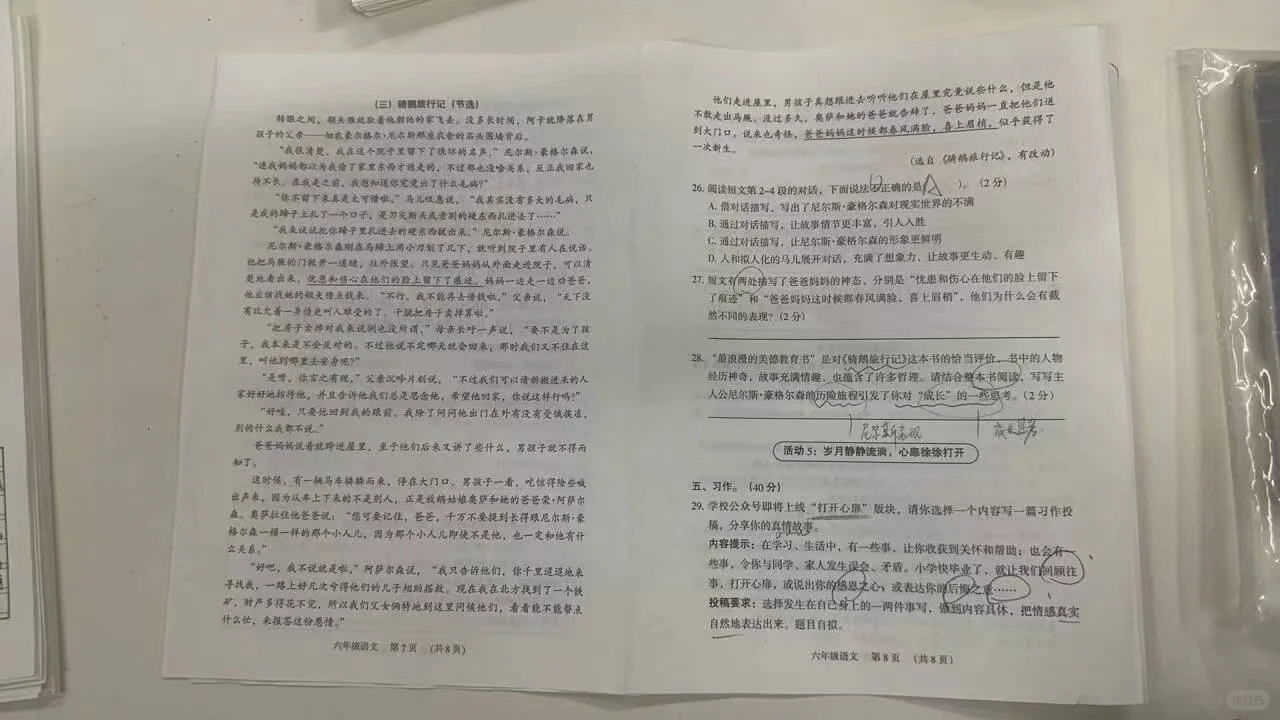 新鲜出炉荔湾小六语文题目