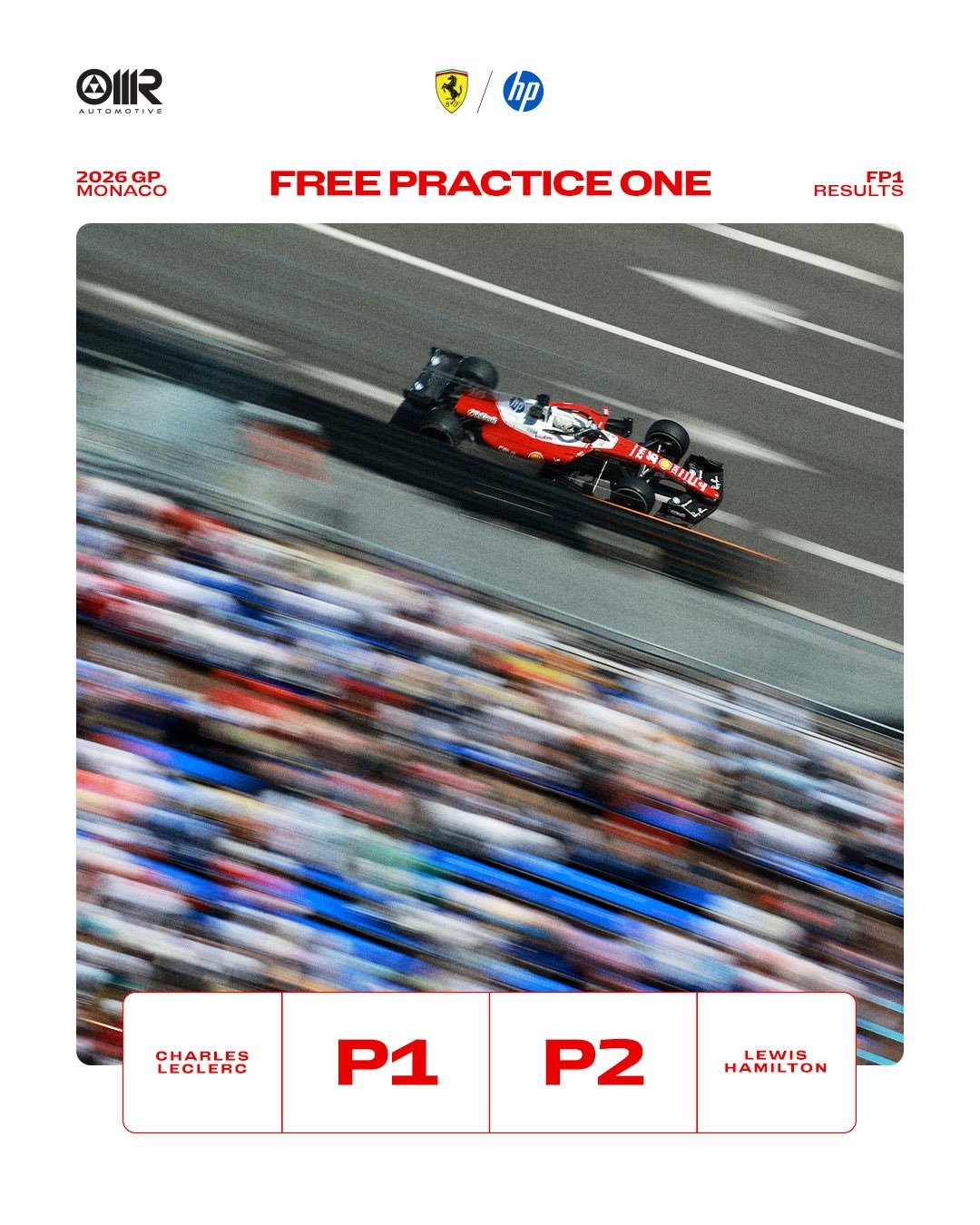 2026F1摩纳哥大奖赛 FP1 法拉利包揽前二需要关注一下今天晚些时候的FP2