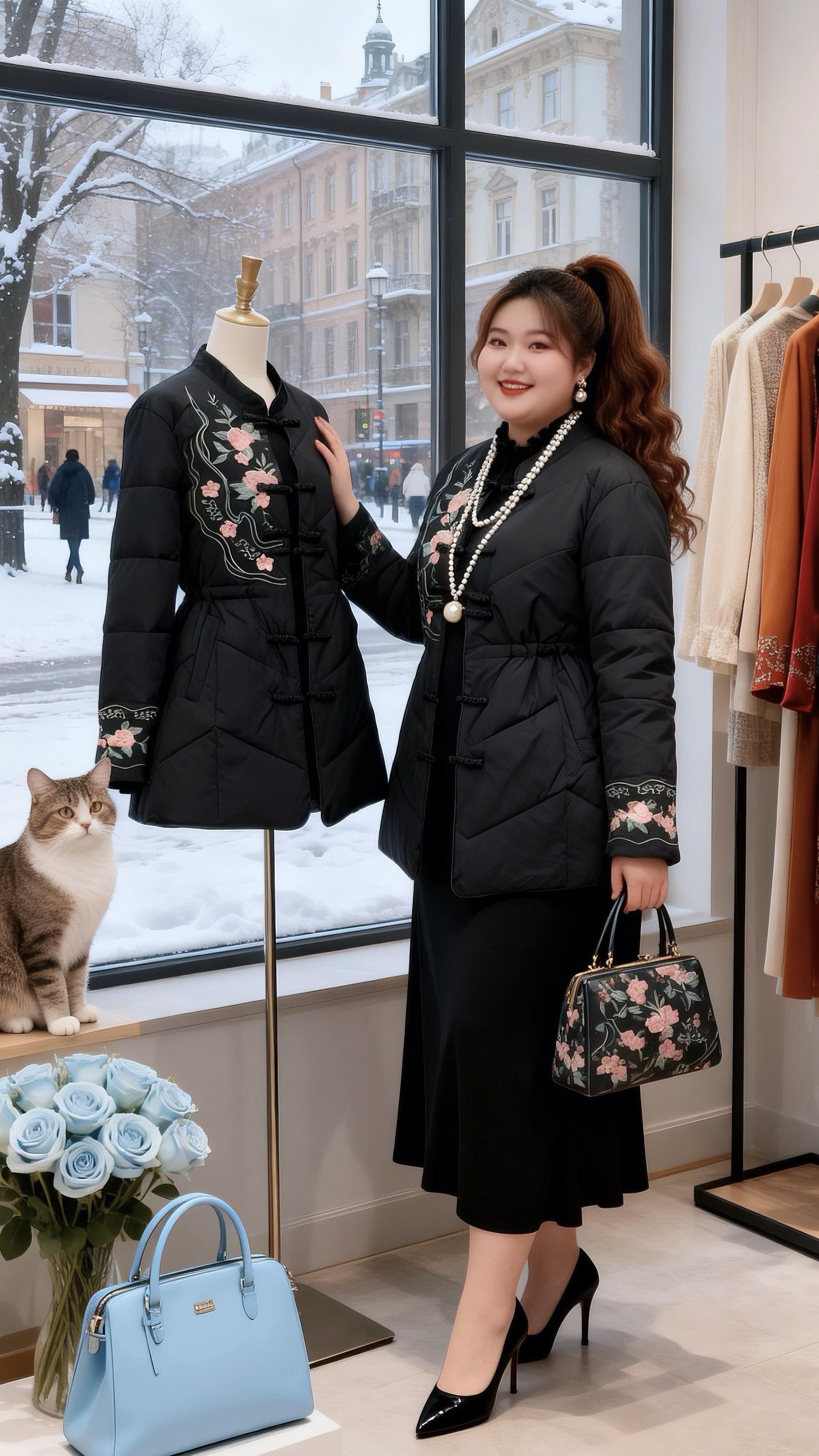 大码女装毛毛外套时尚保暖胖妹妹的冬季有效穿搭 时尚休闲穿搭