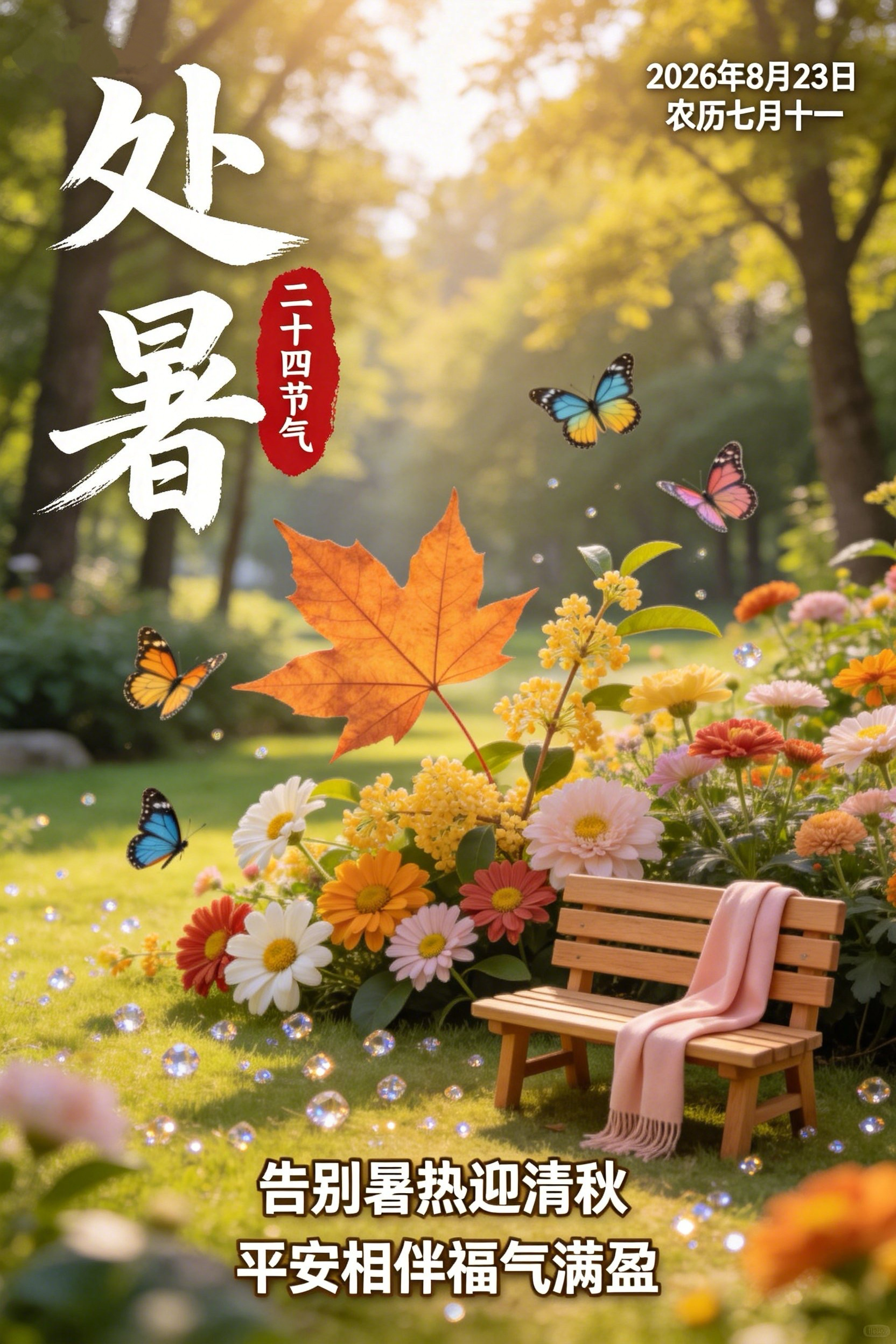 2026处暑节气祝福图片海报壁纸拿图吱一声噢～ 处暑处暑节气