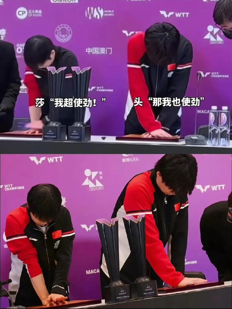 笑不活了，莎莎和大头按完手印，还互相看了对方的手印一眼！
 这俩孩子，简直萌化了