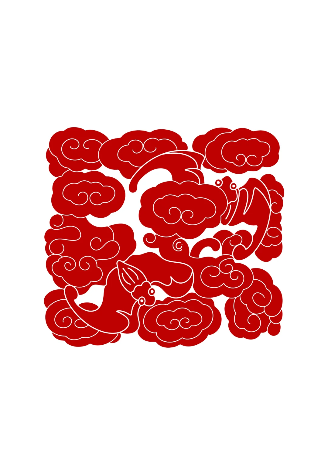 传统图案纹样·流云双福