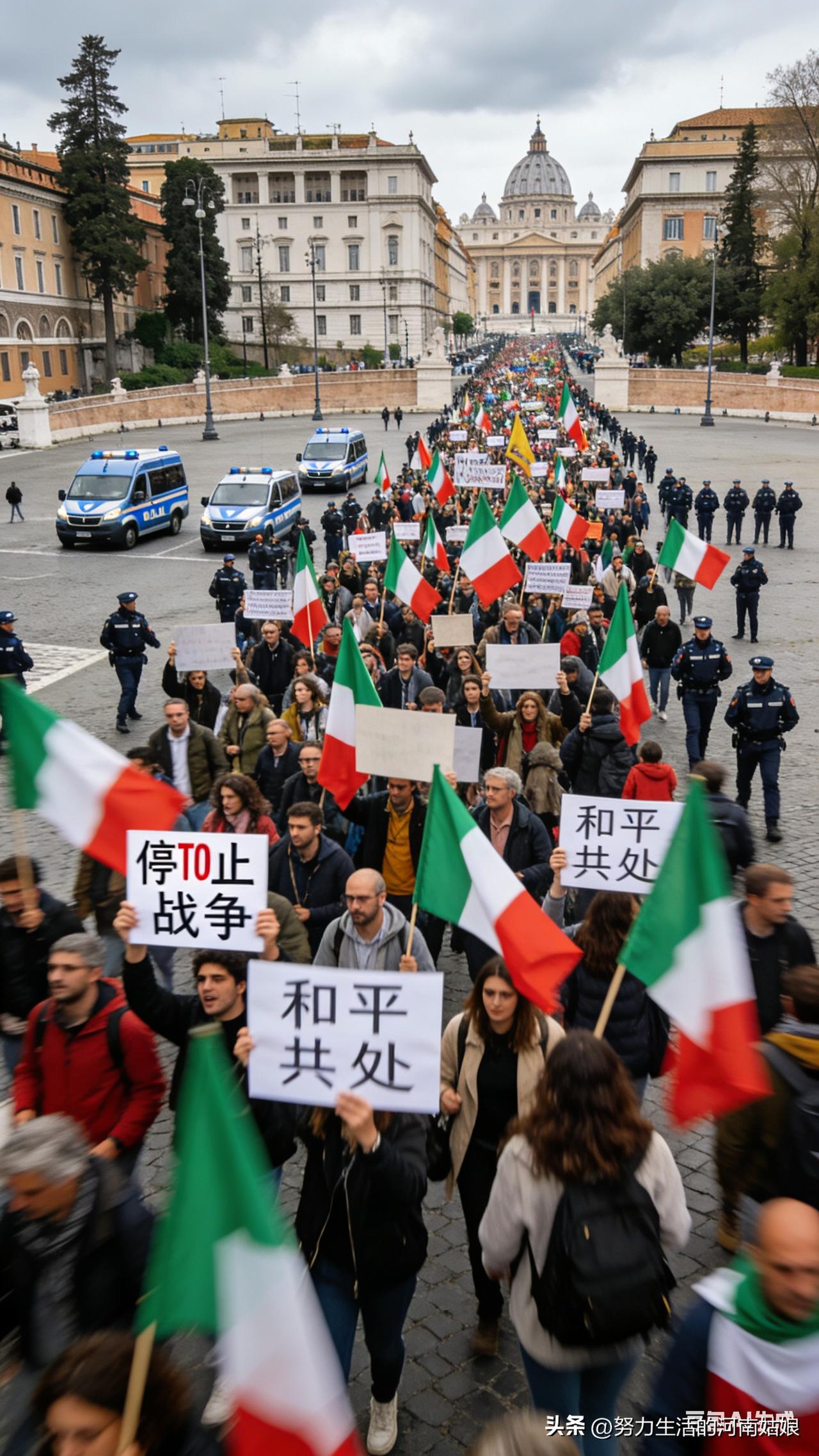 意大利罗马彻底炸了！
大批民众涌上街头，爆发大规模反战示威，没有客套，没有委婉，
