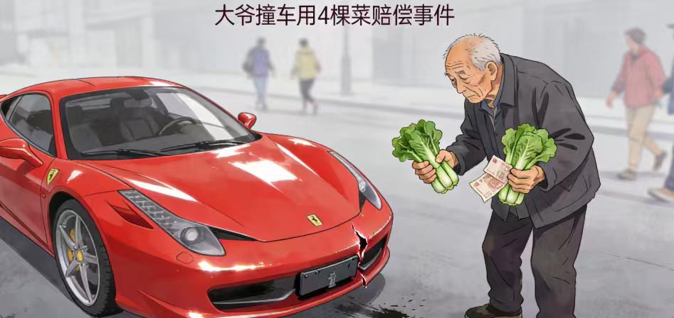 大爷撞法拉利掏出163元和4棵菜，车主的反应让全网破防：这才是人间温暖
**一辆