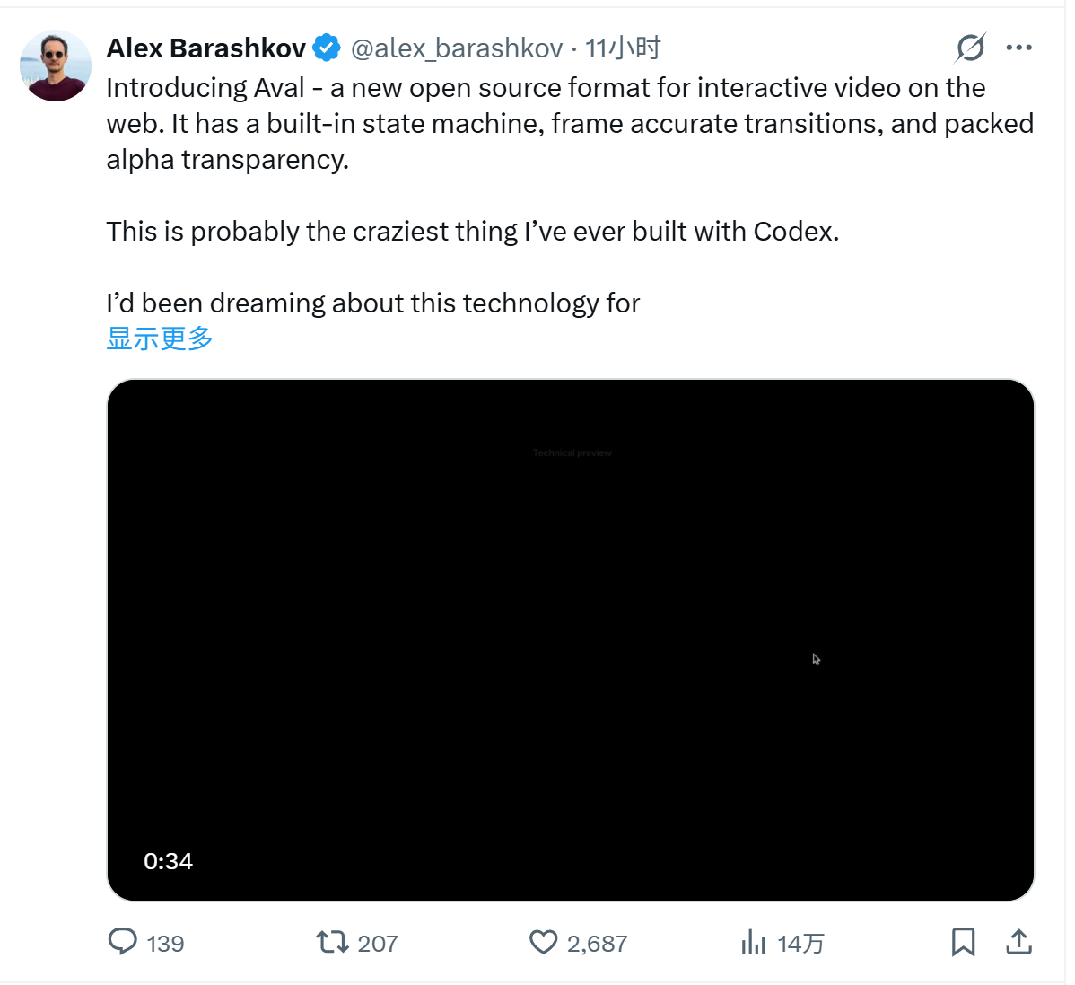 介绍 Aval - 一种用于网络上交互式视频的全新开源格式。它内置状态机、帧精确