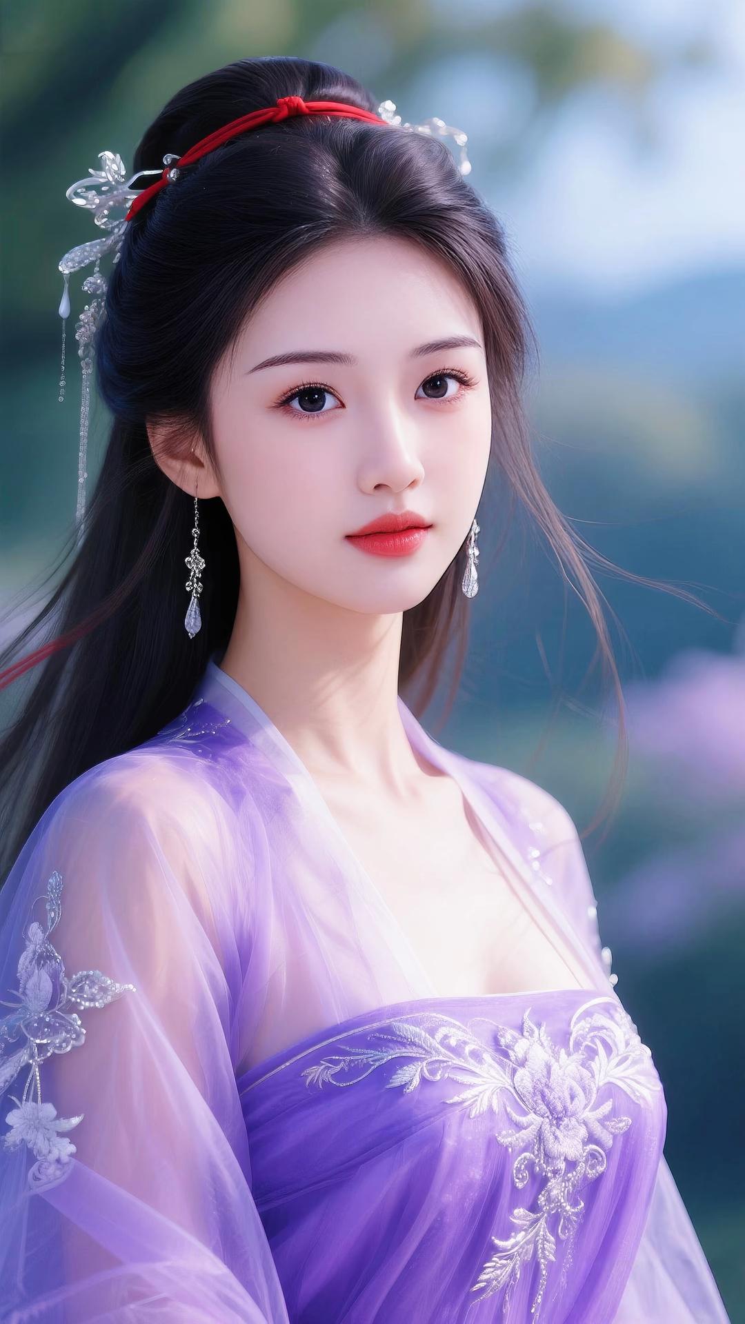 这组照片宛如一幅绝美的古风画卷，将仙气与灵动演绎得淋漓尽致。
画面中的女子宛若误