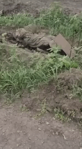 1名被“去军事化”的俄军步兵和1辆翻盖的坦克遗弃在荒野多时，希望路过的乌军士兵收