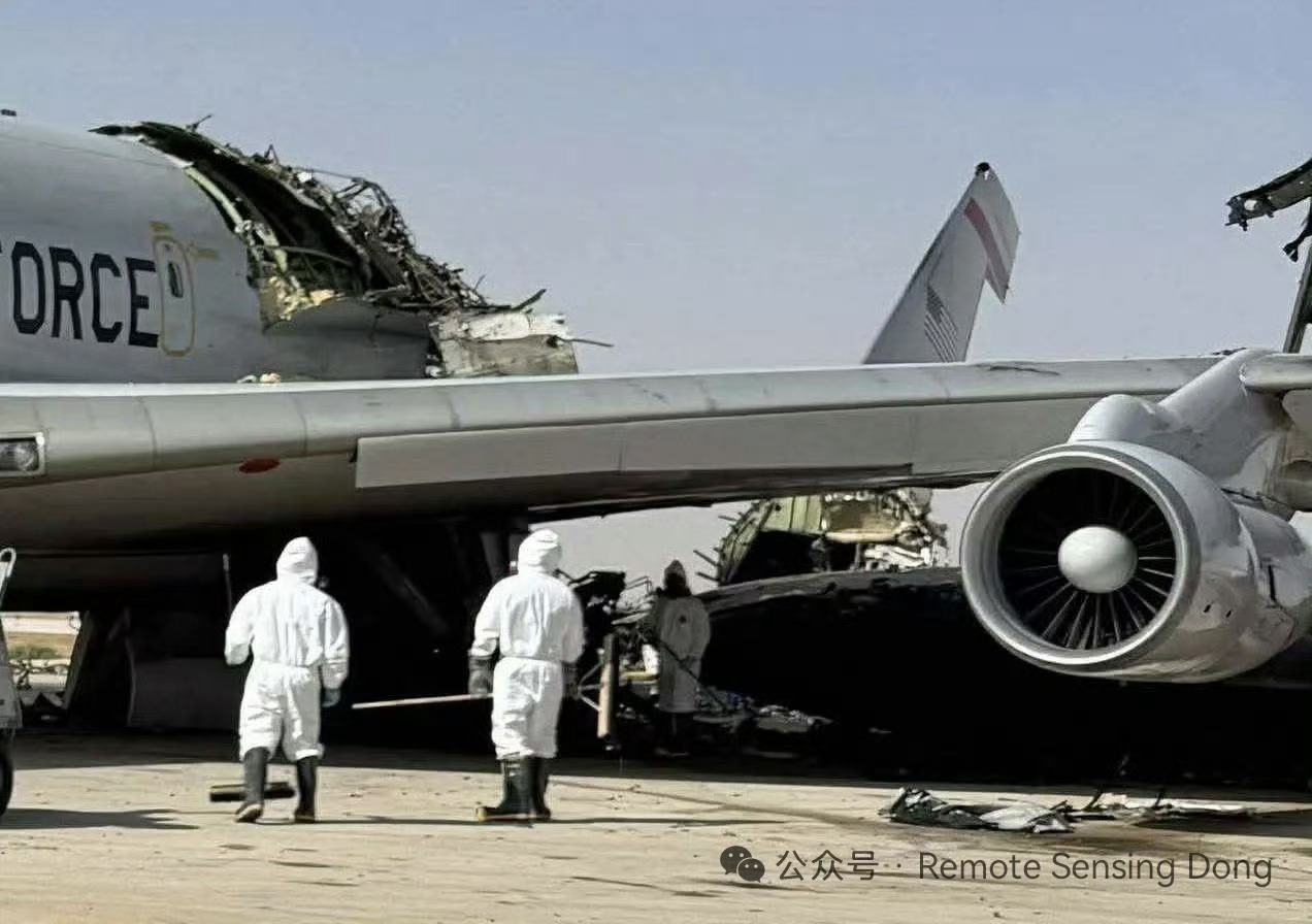 伊朗公布击毁美军E3预警机卫星图伊朗公布美军E-3预警机被摧毁图片。 