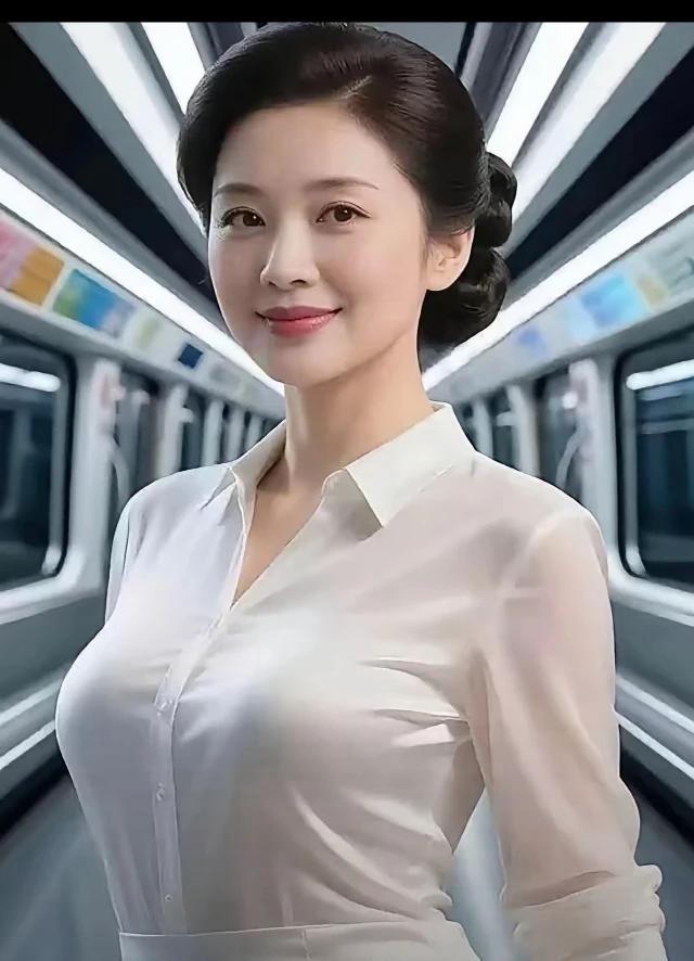 一袭素白衬衫端庄素雅，发髻温婉大方。眉眼柔和浅笑安然，气质干净从容。简约穿搭衬出