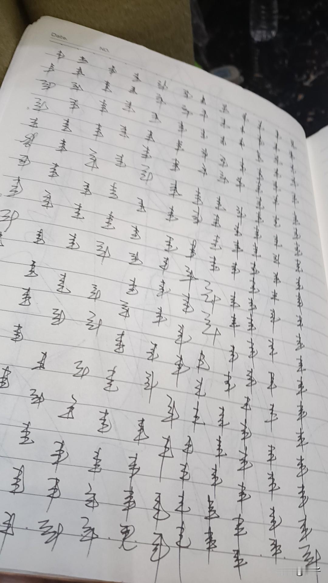 每天写2页，自己都不认识也不知道自己写的什么，天天字体都有变化，一天一个样这也太