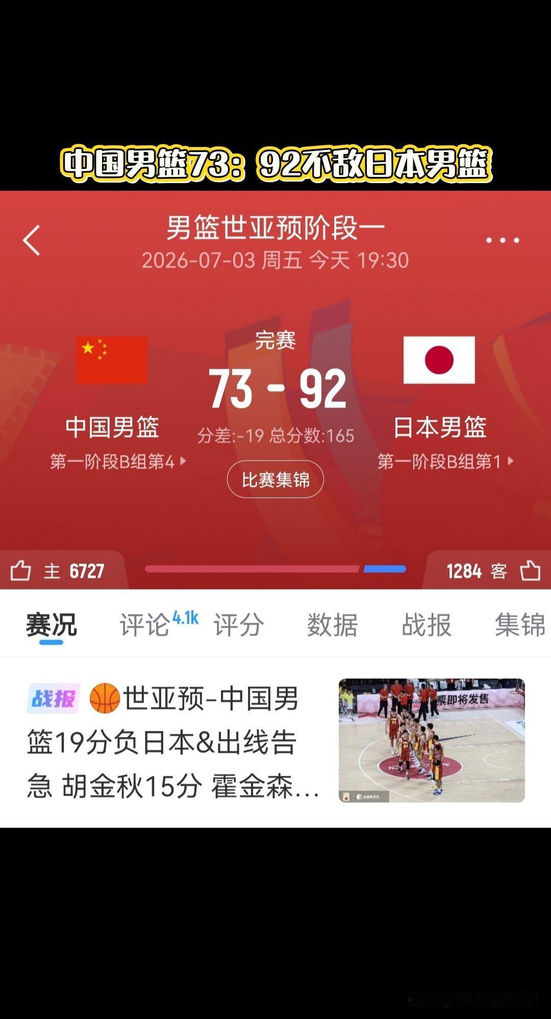 那些骂周琦的人是不是可以出来给周琦道个歉了！中国男篮73：92不敌日本男篮，可以
